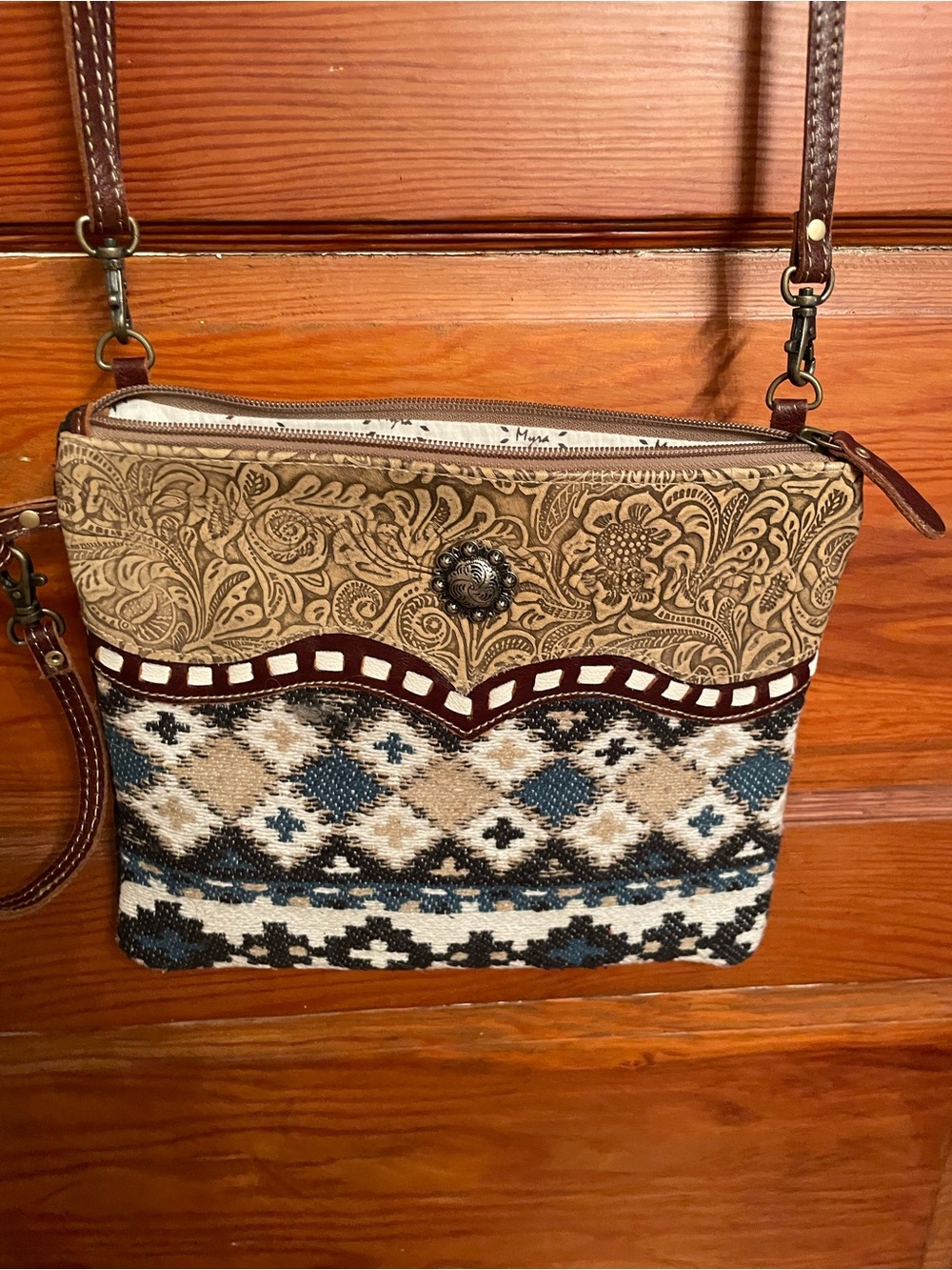 Myra Bag Tincture Crossbody features hand-tooled leather - Picture 2 of 6